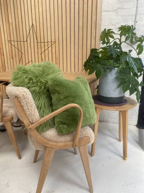 Green Sheepskin Cushion, Green Pillow, Sheepskin, Scatter Fluffy Cushion - image 1