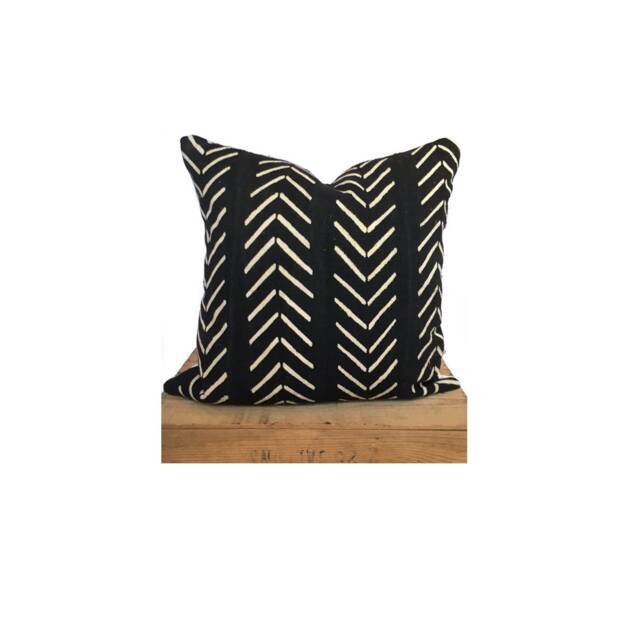 Catherine Black & White African Mud Cloth Pillow Cover 20x20 Inch Mudcloth - image 1