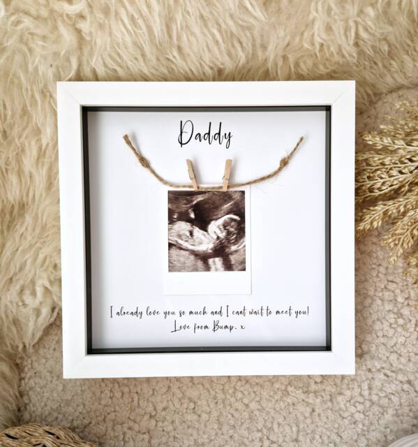 Scan Photo Gift For Daddys First Fathers Day. Picture Frame From Bump. Box Dad To Be. Personalised Father
