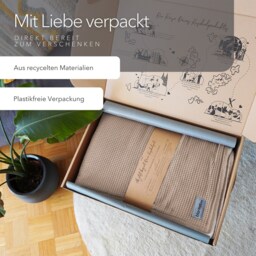 Cozy Blanket With Sleeves - Latte Macchiato/Sand White - Extra Warm Xl Size Freedom Of Movement Made in Germany 100% Vegan - thumbnail 4