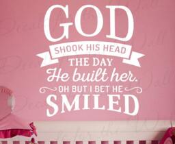 God Shook His Head Day Built Her I Bet He Smiled Lee Brice She Aint Right Country Music Song Marriage Couple Baby Wall Decal Vinyl Art Q56 - thumbnail 1