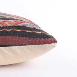 Handwoven Turkish Kilim Lumbar Pillow Bohemian Home Decor - 16x24 Inch - thumbnail 4