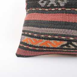 Handwoven Turkish Kilim Lumbar Pillow Bohemian Home Decor - 16x24 Inch - thumbnail 2