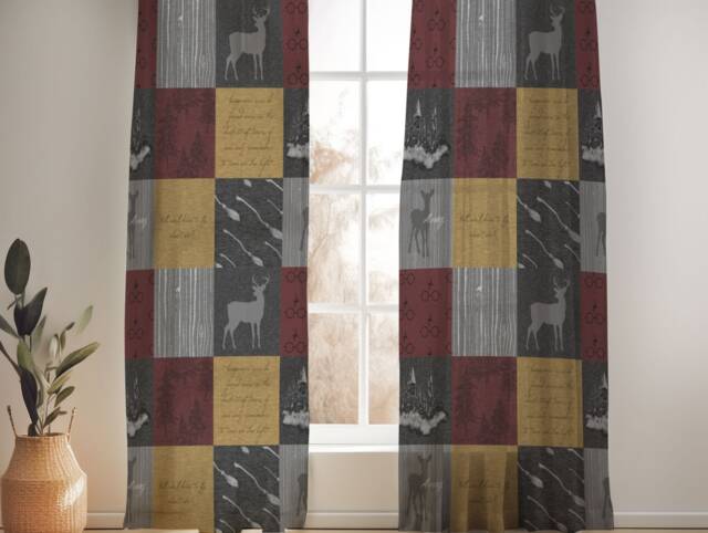 Burgundy Wizard Nursery Curtains Handmade Cotton, Blackout Option - image 1