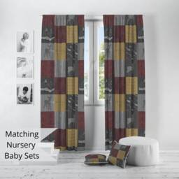 Burgundy Wizard Nursery Curtains Handmade Cotton, Blackout Option - thumbnail 3