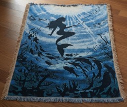 Woven Mermaid Tapestry Throw Blanket - Under The Sea Ocean Art Wall Hanging - thumbnail 1