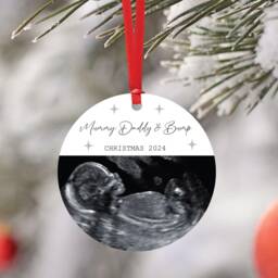 Personalised Baby Scan Bauble Mummy Daddy & Bump - Christmas Gift From The Bump Tree Decoration Sonogram - thumbnail 1