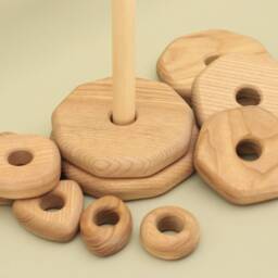 Handmade Wooden Stacking Rings Montessori Baby Toy - thumbnail 4