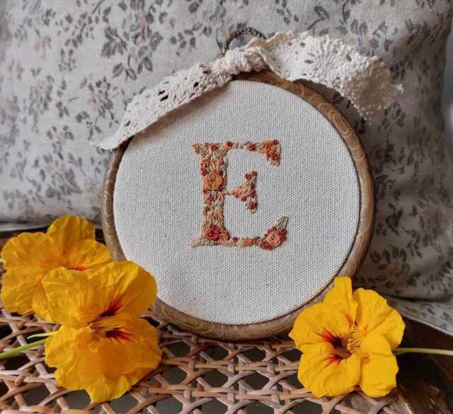 Personalized Floral Letter Embroidered Hoop - Baby Nursery Decor - image 1