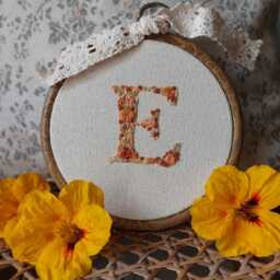Personalized Floral Letter Embroidered Hoop - Baby Nursery Decor - thumbnail 3
