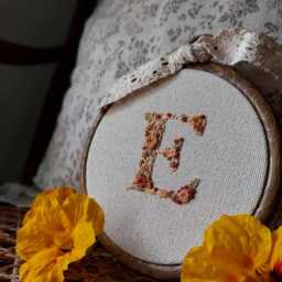 Personalized Floral Letter Embroidered Hoop - Baby Nursery Decor - thumbnail 2