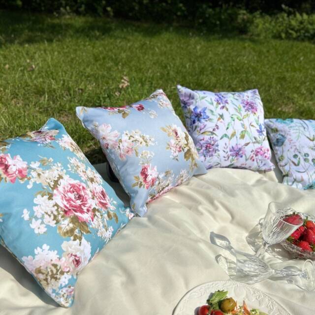 "Outdoor Showerproof Cushion Cover - Summer Floral Designs Covers 16"" 18"" 20" - image 1