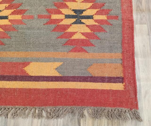 Handmade Kilim Rug Wool Jute Dhurrie Rug, Indian Design, Bedside Area Rugs - image 1