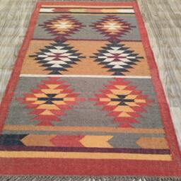 Handmade Kilim Rug Wool Jute Dhurrie Rug, Indian Design, Bedside Area Rugs - thumbnail 2