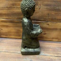 Stone Garden Praying Gold Geisha Buddha Tea Light Candle Holder Statue Ornament - thumbnail 4