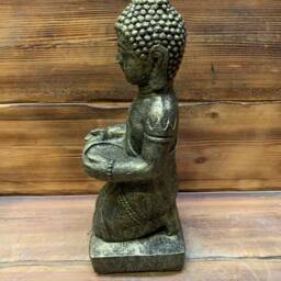 Stone Garden Praying Gold Geisha Buddha Tea Light Candle Holder Statue Ornament - thumbnail 3