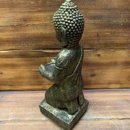 Stone Garden Praying Gold Geisha Buddha Tea Light Candle Holder Statue Ornament - thumbnail 2