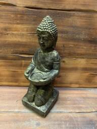Stone Garden Praying Gold Geisha Buddha Tea Light Candle Holder Statue Ornament
