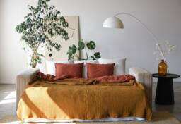 Wide Waffle Linen Throw Blanket For Bed Or Couch/Natural Softened Bedspread Handmade Warm Seasonal Sale - thumbnail 1