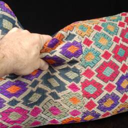 Vintage Lumbar Pillow, Laos Tribal Textile, Hand Woven Cushion - 16 X 23 Inch - thumbnail 4