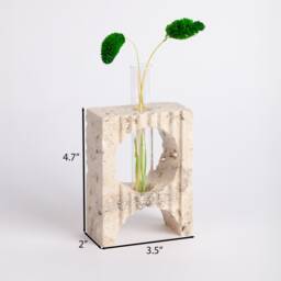 Handmade Beige Travertine Planter With Glass Tube - thumbnail 3
