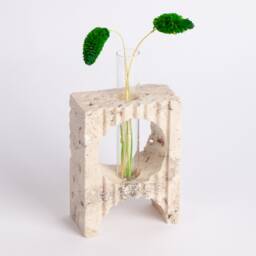 Handmade Beige Travertine Planter With Glass Tube - thumbnail 1