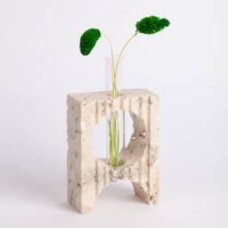 Handmade Beige Travertine Planter With Glass Tube - thumbnail 2