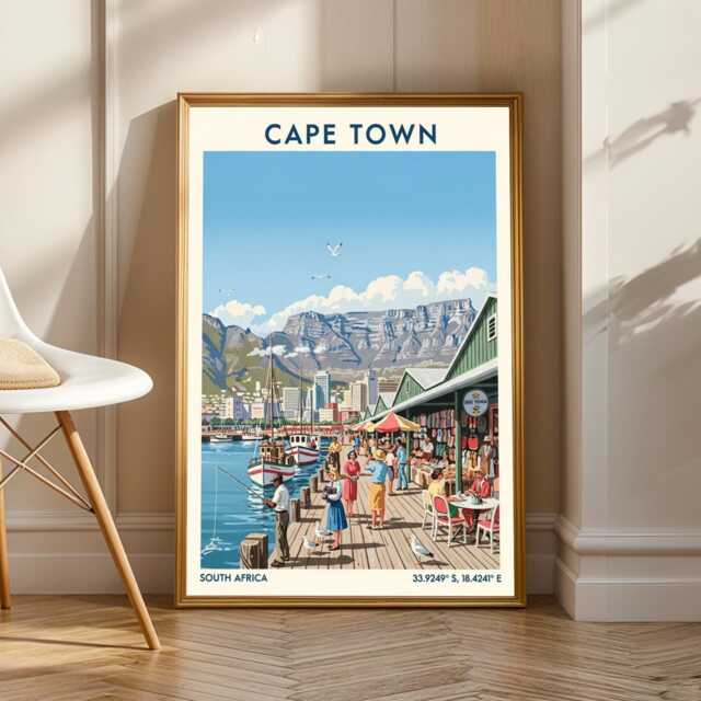 Cape Town Harbor Vintage Travel Poster South Africa Art Print - image 1