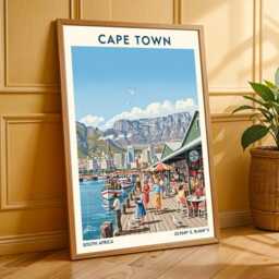 Cape Town Harbor Vintage Travel Poster South Africa Art Print - thumbnail 3