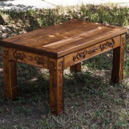 Tea Table 10050cm Wood Carving Tea With Niche For Dishes - thumbnail 3