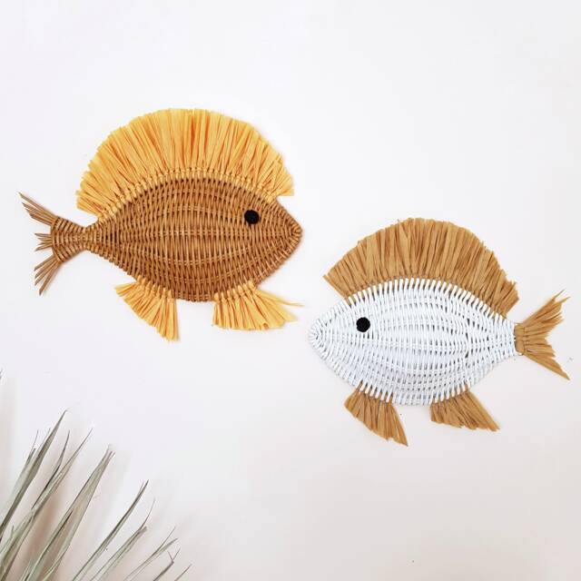 Wicker Fish Wall Decor, Hanging, Nautical Art - image 1