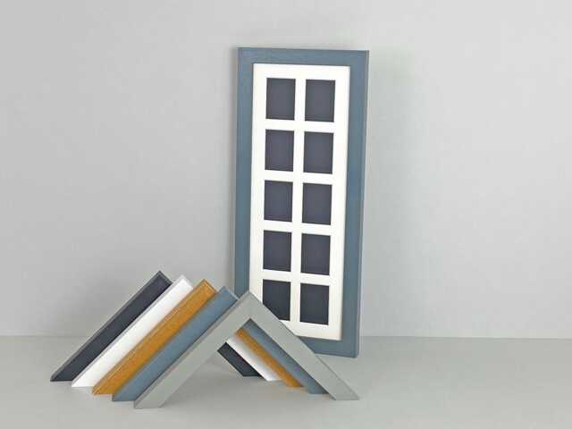 Instax Mini Multi Aperture Wooden Photo Frame. Holds Ten Instax Sized Photos. 15x40cm Shows Only - Not Border - image 1