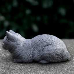 Stone Kitten Sculpture Outdoor Cat Statue Garden Animal Figurine Memorial Decoration Handmade Kitty Ornament Lover Gift - thumbnail 2
