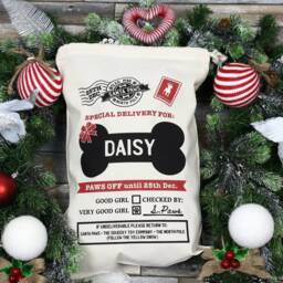 Personalised Christmas Stocking For Dogs, Custom Santa Sack Pets, Merry Woofmas Gifts, Presents Puppy, Dog Lover Bag, Paws - thumbnail 4