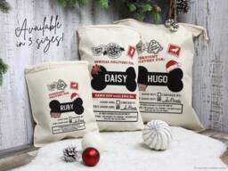 Personalised Christmas Stocking For Dogs, Custom Santa Sack Pets, Merry Woofmas Gifts, Presents Puppy, Dog Lover Bag, Paws - thumbnail 1