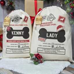 Personalised Christmas Stocking For Dogs, Custom Santa Sack Pets, Merry Woofmas Gifts, Presents Puppy, Dog Lover Bag, Paws - thumbnail 2