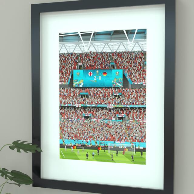 England V Germany Euro 2020 Illustrated Art Print - Harry Kane Goal Poster Gift - image 1
