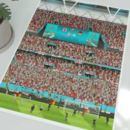 England V Germany Euro 2020 Illustrated Art Print - Harry Kane Goal Poster Gift - thumbnail 3