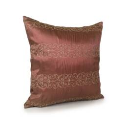 Antique Rose Pillow, Throw Pillow Cover, Decorative Cushion Pillowcase, Toss Silk Blend, Light Tan Embroidery - thumbnail 2
