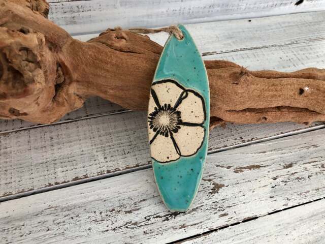 Made To Order- Ceramic Surfboard - Ornament Wall Hanging- Holiday- Christmas Tree-Decor- Surf Art- Surfing Gift- Surfer-Sup - image 1