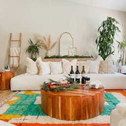 Hand Tufted Moroccan Orange & Green Berber Rug, Authentic Beni Ourain Carpet, Large Area Handwoven Wool Shag Rug With Abstract Shapes - thumbnail 3