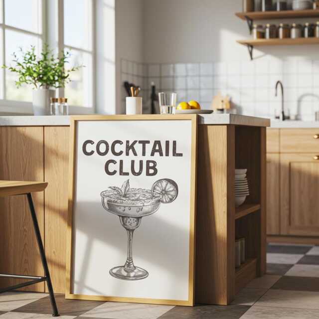 Cocktail Club Print - Quirky Bar Cart Wall Art - image 1
