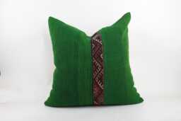 Handwoven Wool Kilim Pillow Cover, 24x24 Turkish Bohemian Cushion - thumbnail 1