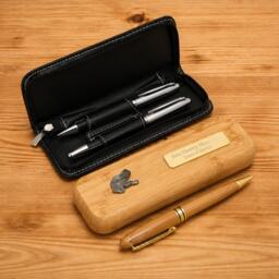 Dinosaurs & Prehistoric Luxury Wooden Or Leatherette Pen Case With Matching Free Engraving T Rex Diplodocus Stegosaurus Gift - thumbnail 1
