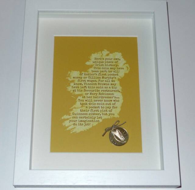 Old Irish Coin Wall Art - Unique Piece Of History Framed Picture Handmade in Ireland - image 1