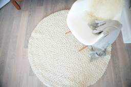 Felt Ball Rug, Handmade Wool Carpet, Fair Trade Nursery Mat - thumbnail 1