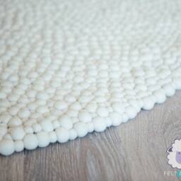 Felt Ball Rug, Handmade Wool Carpet, Fair Trade Nursery Mat - thumbnail 2