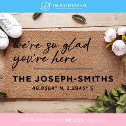 Wedding Couple Gift - We're So Glad You're Here Personalized Wedding Doormat Decor Co Ordinate - thumbnail 1