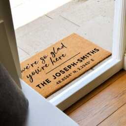 Wedding Couple Gift - We're So Glad You're Here Personalized Wedding Doormat Decor Co Ordinate - thumbnail 2