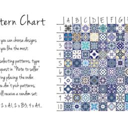 Traditional Lisbon Tile Stickers, Pack Of 24, Blue Decals, Removable, Portugal, Arabesque Ornaments, Decorative, Peel & Stick #26T - thumbnail 2